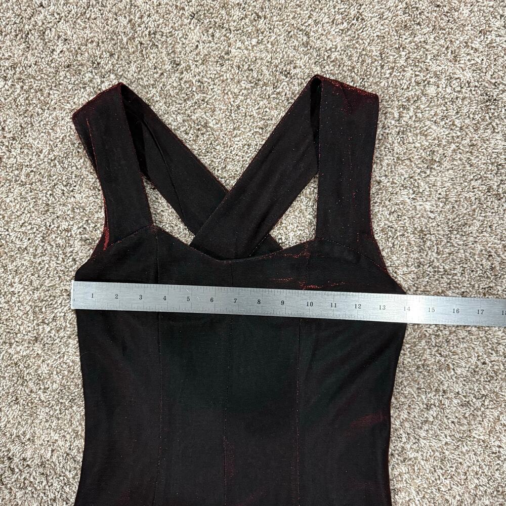 VTG 80s Women's Red Black Sparkly Two Toned Maurices A Line Maxi Prom Dress 7/8 - Picture 11 of 12